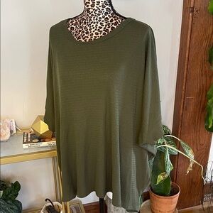 Dear Scarlett Olive Green Waffle Knit Shirt - Cozy and Comfy - Size L